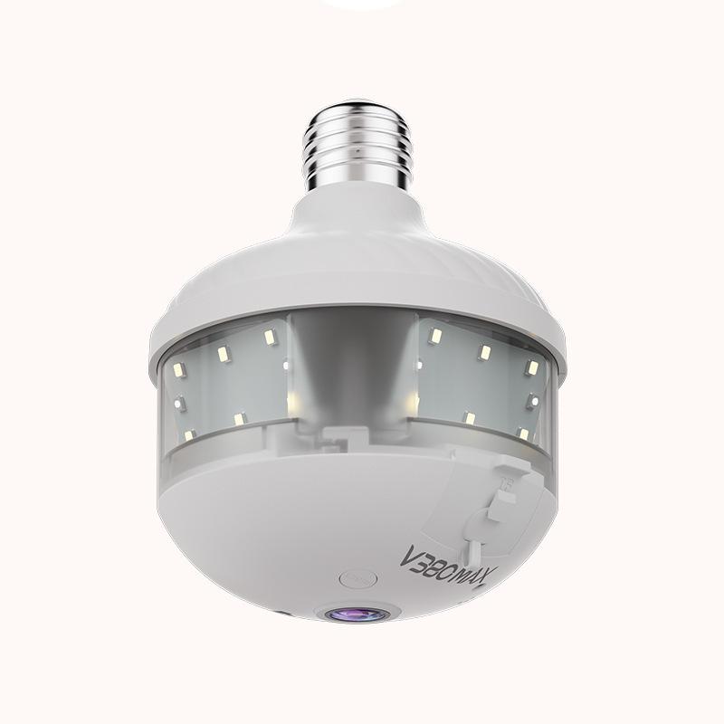 V380 Panoramic E27 Bulb Camera: Wireless WiFi, Mobile Remote, Dual Light, Night Vision, HD Surveillance