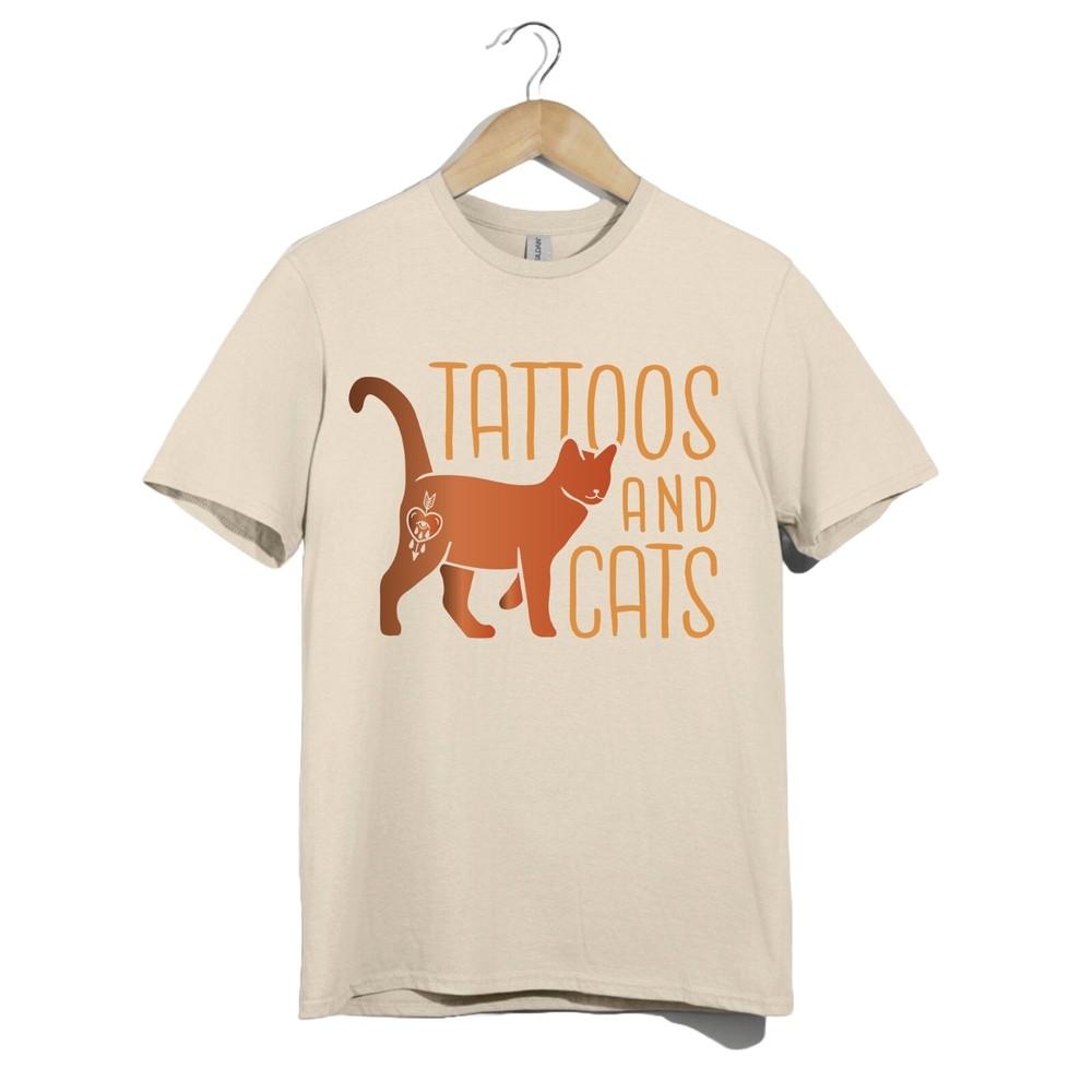 

Tattoos and Cats Retro Style Funny Cat Lover Unisex T-Shirt Inked Pet Tee Gift 3XL