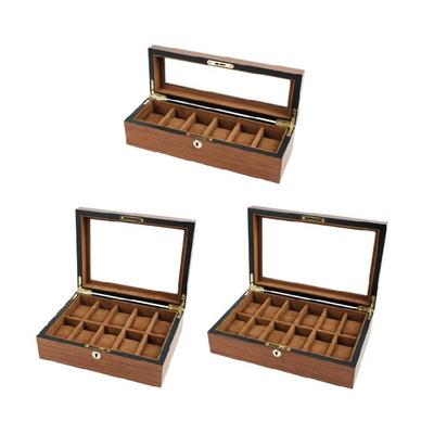 Sophisticated Wood Watch Display Box Offering Viewable Window And Secure Storage For 6 10 12 Pieces Storage Container