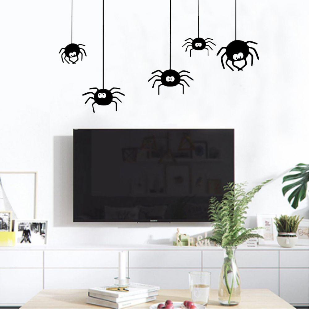Funny Black On Wall Prank Window Wallpaper Decal Spider Sticker Halloween Decoration