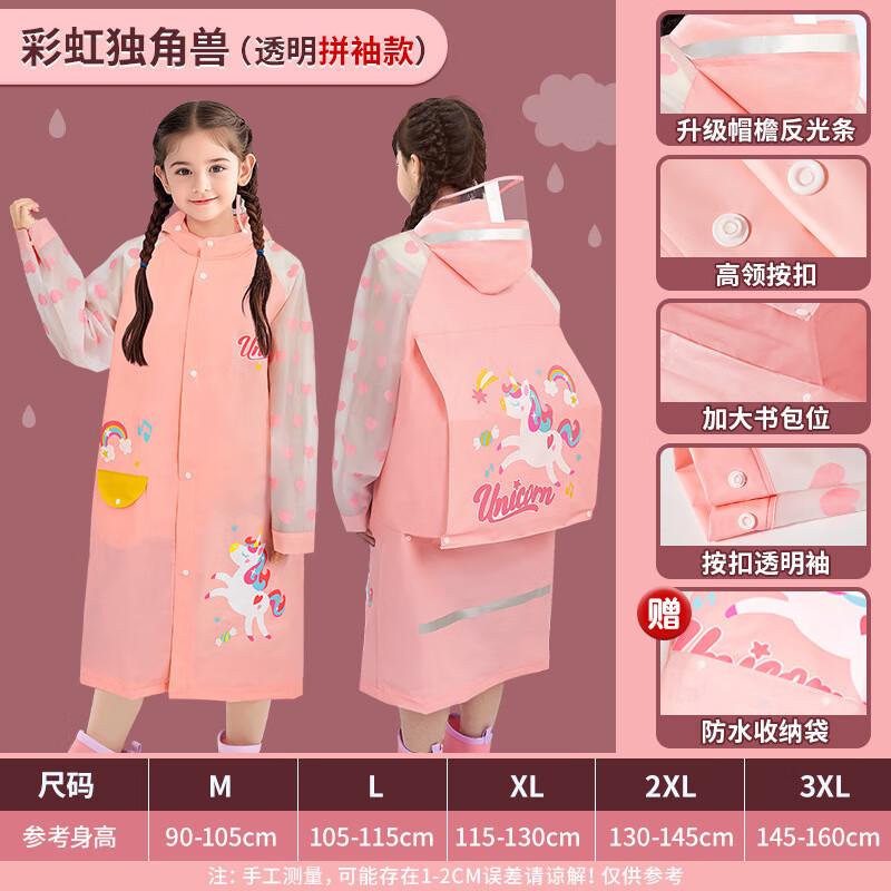 Kids  Cartoon EVA Rain Poncho with Backpack Slot