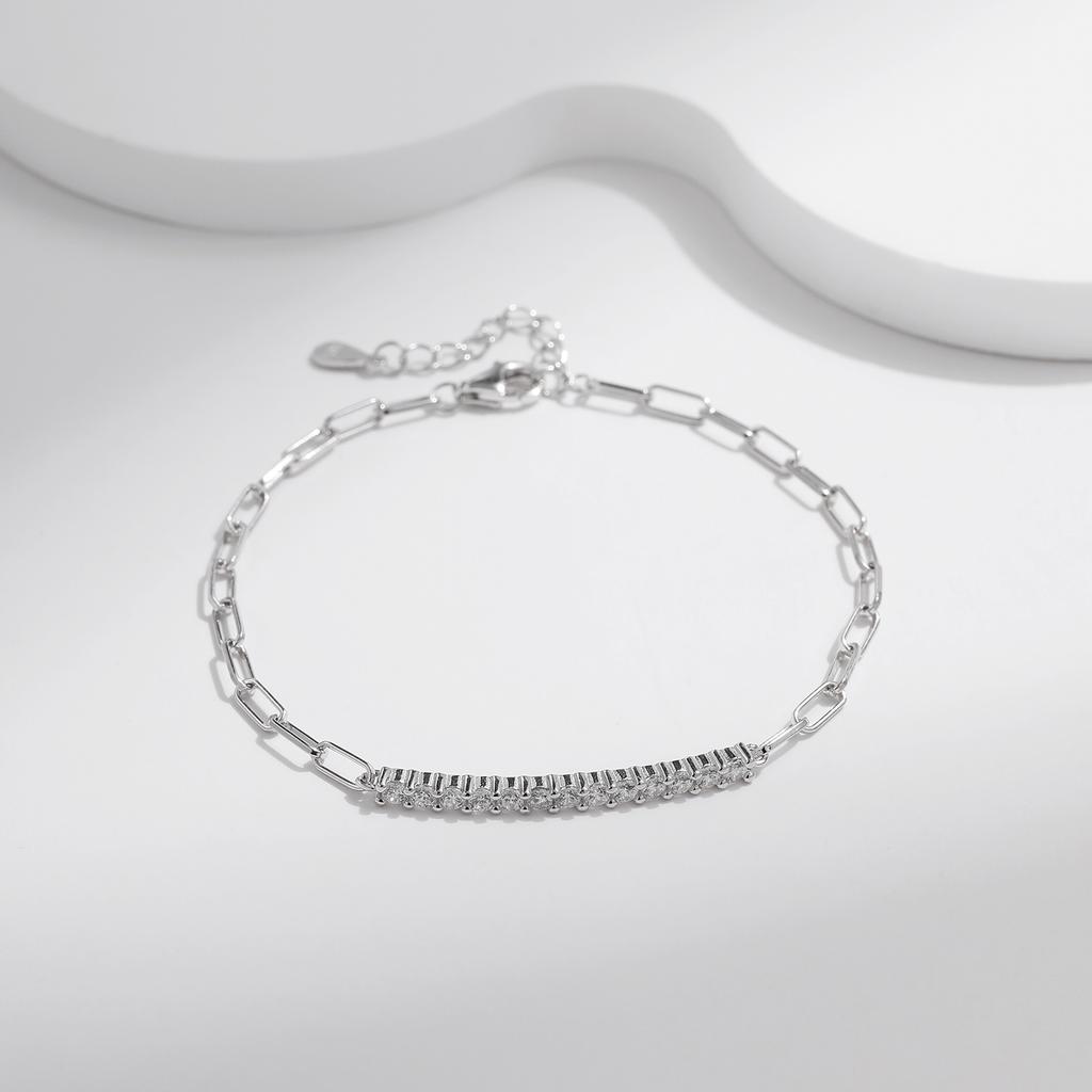 Parıltılı D Renk Moissanite Bileklik 925 Gümüş Kilit Üst Üste Takılabilir Trend Kadın Bileklikleri Hediye Kutulu Takı