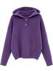 Cozy Purple Hooded Knit Sweater for Women - Soft & Stylish Autumn/Winter Essential