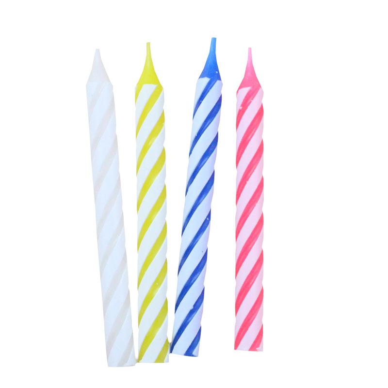 Colorful Threaded Small Candles 288 Paper Box Mixed Color Stripes Party Decoration Cake Candle Bottomless Holder
