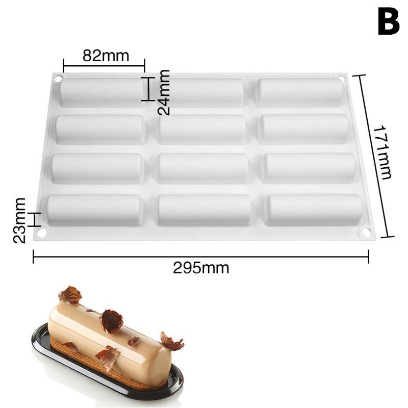 Oval Long Strip Mousse Cake Mold Silicone Pastry Mold For Sweets Cake Forms Tray Diy Homemade French Sweets Baking Mould