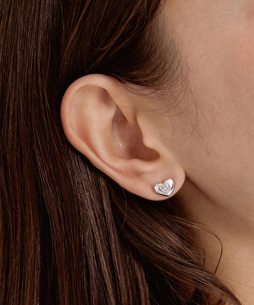 Tatiana (Silver925) Heart Cubic Petit Plump Earring Ec1922