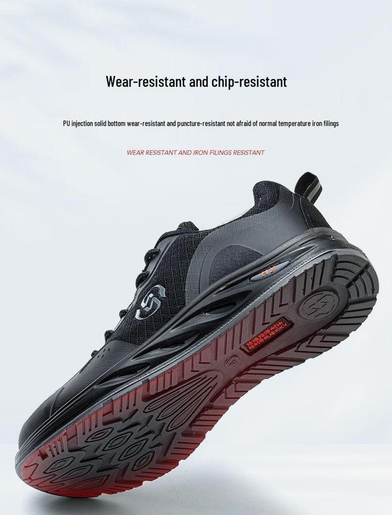 Men's Anti-Smash Breathable Safety Shoes - Wear-Resistant PU Sole, Comfortable Mesh Labor Protection Footwear