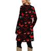 Women's Fashion Casual Pocket Decorative Button Dress Round Neck Long Sleeve Printed Dress