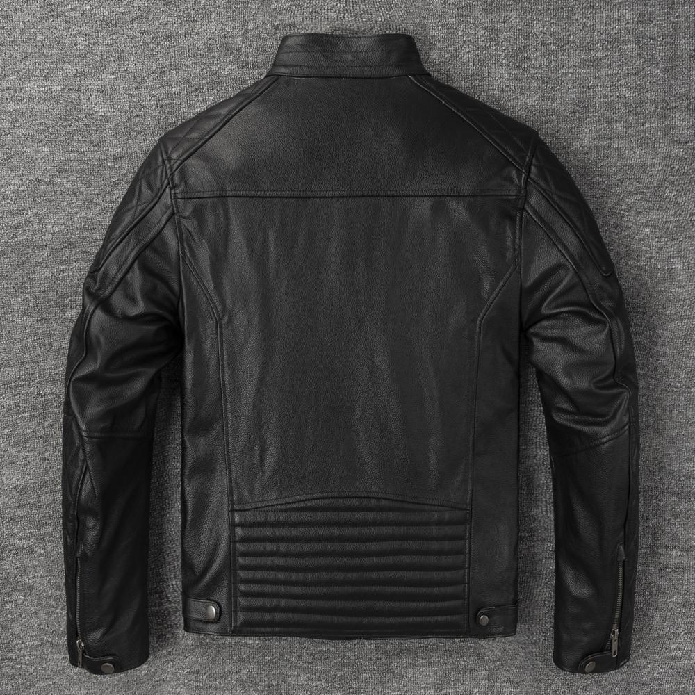 Motorcycle Jackets Slim Fit Genuine Cow Leather Jacket Men Cowhide Coat Riding Biker Jackets For Men Clothing Autumn