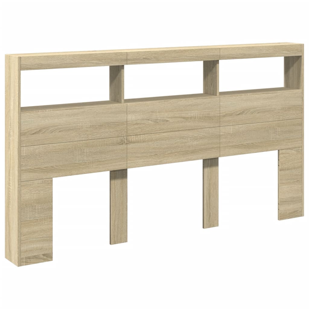 LED Headboard with Shelves Sonoma Oak 180 x 17 x 102 cm