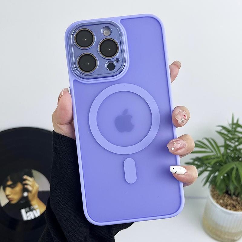 Capa de telefone ultrafina magnética fosca transparente para iPhone 11 12 13 14 15 16 Pro Max com carregamento sem fio Magsafe e película de lente