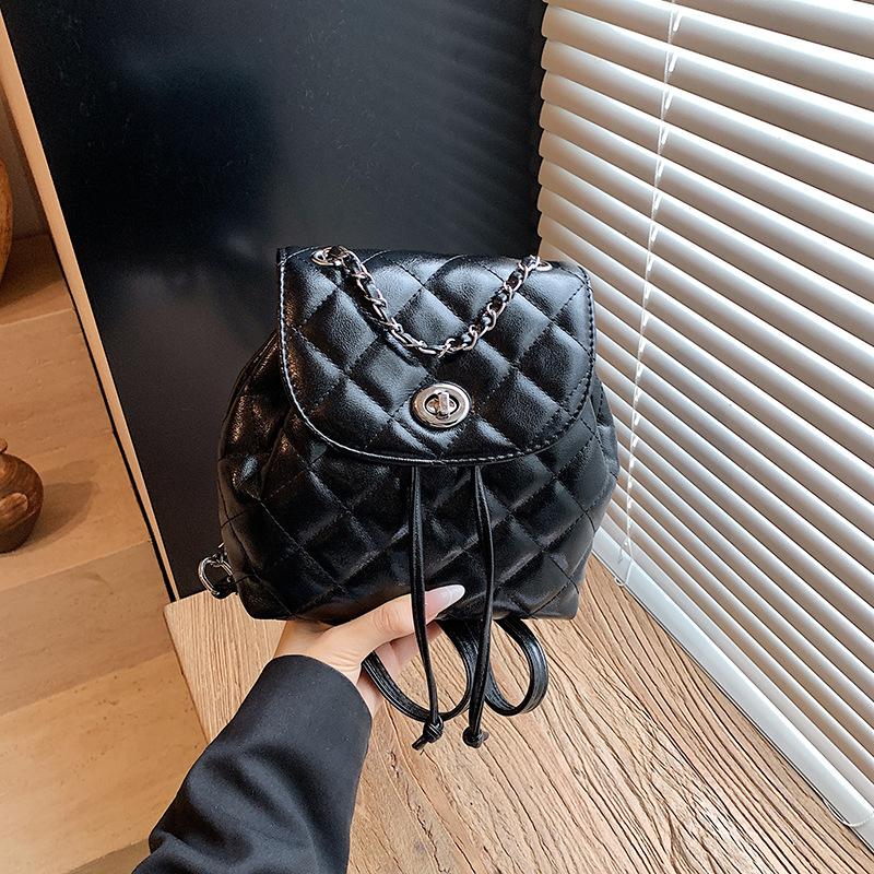 

Premium diamond chain women s backpack new popular fashion backpack mini backpack чёрный