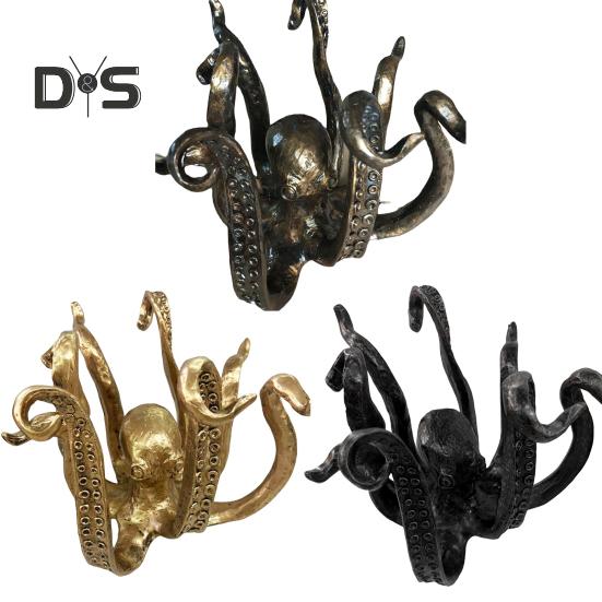 Vintage Octopus Mug Holder Resin Sea Animal Figurine Kitchen Countertop Coffee Cup Organizer Hanger Stand Rack Indoor Outdoor Decoration
