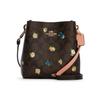 Town 16 Classic Floral Print Coated Canvas And Leather Bucket Bag Women Bags Dark-Brown C7270-IMOSN