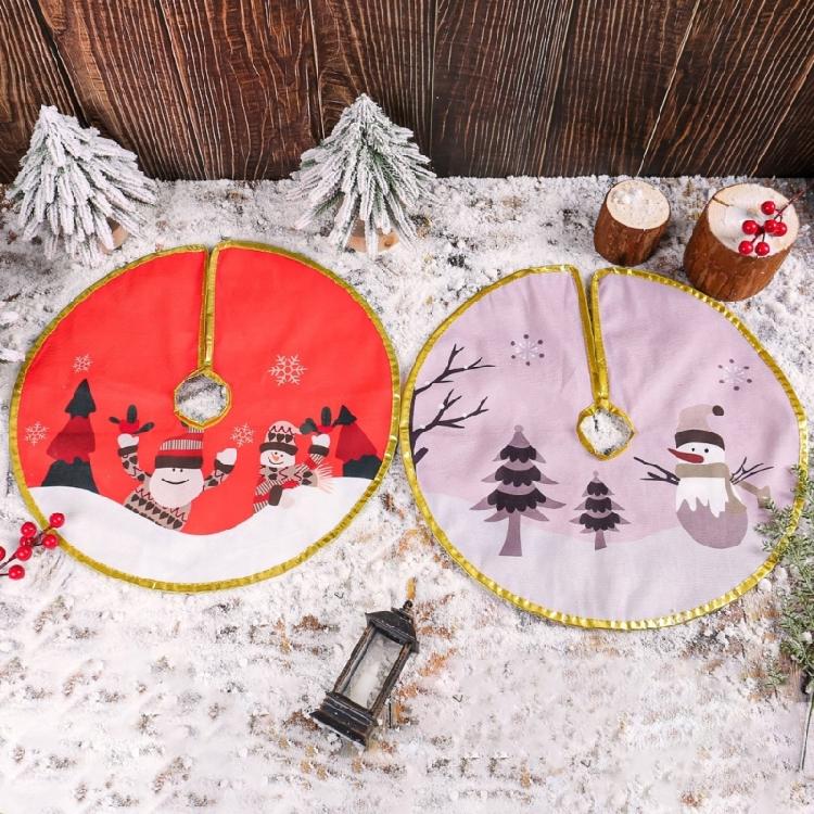 Decorative Christmas Tree Skirt Practical Fabric Christmas Tree Skirt with Golden Edged Detailing for Celebration