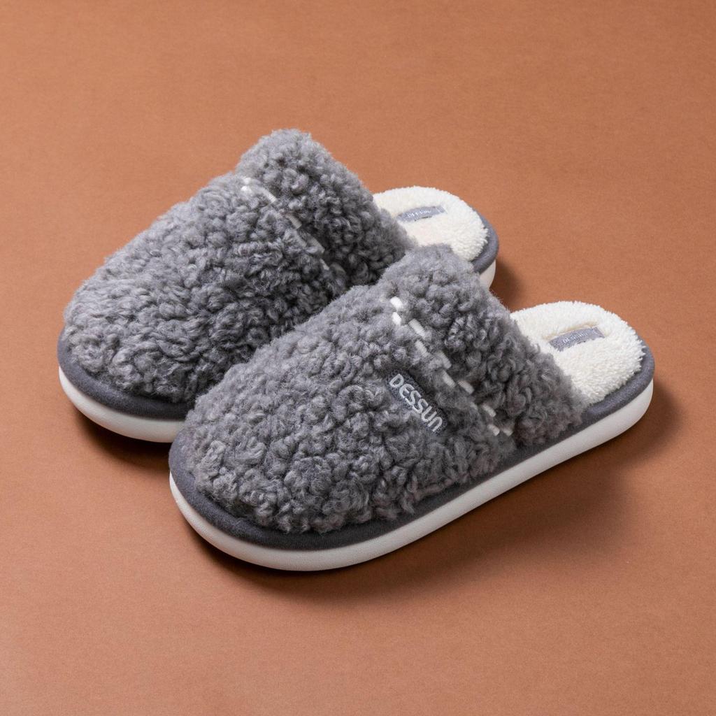 Winter Bowknot Furry Slippers for Couples - Cozy Indoor Cotton Slippers