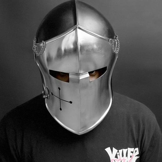 Barbuta Warrior Helmet  Black  Chrome Medieval Headpiece for , Cosplay And Costume Armor Looks