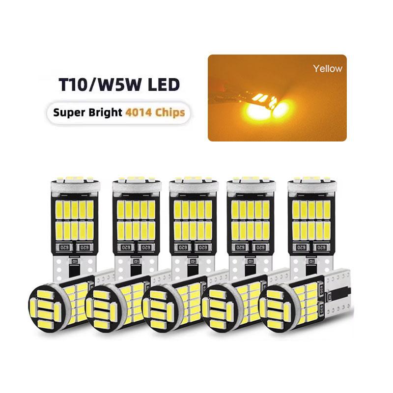 10PCS Auto Bulb T10 W5W 194 501 Led Canbus No Error Car Interior Light T10 26 SMD 4014 Chip Wedge Side Lights Instrument Lamp