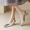 Fashion 2024Designer Summer Silvery Women Sandals Fashion Shallow Singbacks Slip On Shoes Ladies Outdoor Party Dress High Heel Sandalias