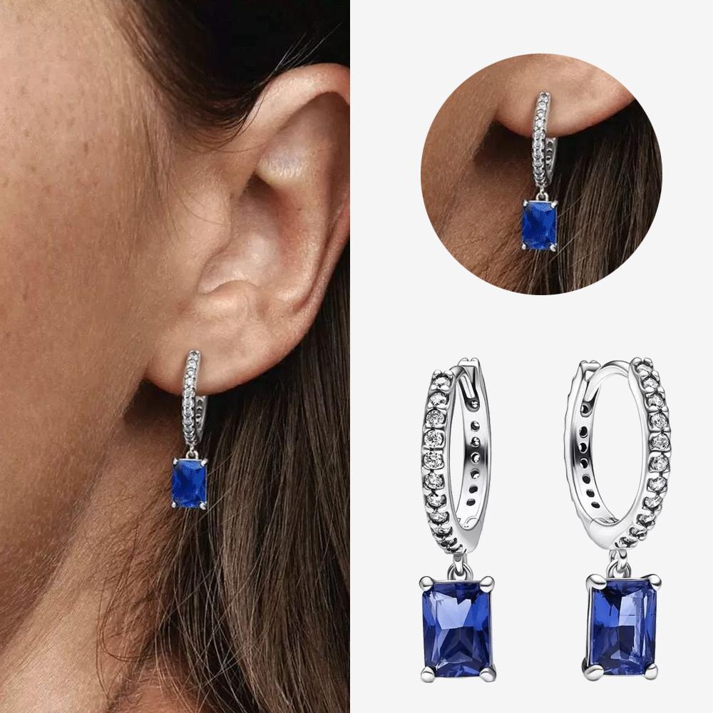 Authentic 925 Silver Cherry Blossom Bow Heart Hoop Stud Drop Earrings plata de ley Jewelry DIY Birthday Gift Original
