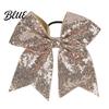 Large Glitter Bow Ties Sequins Hair Bows Elastic Tie Cheerleading Bands for Girls Band Ponytail Holder Scrunchies Women Teens Kids Colorful Sequin