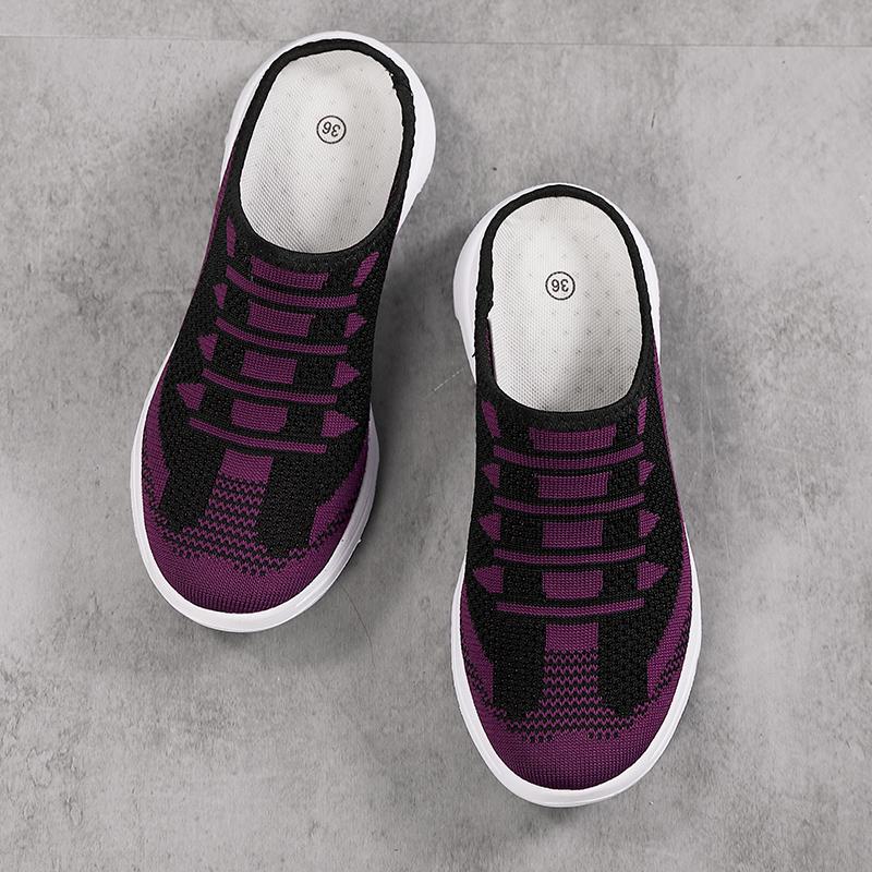 Women's Sandals Backless Walking Sneakers Summer Slip-on Mule Shoes Closed Toe Slippers Plus Size