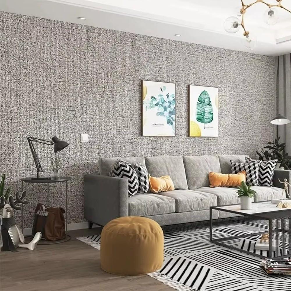 Linen 3D Wall Stickers Waterproof Self-adhesive Wallpaper Moisture-proof Anti-collision Living Room Wall Mat