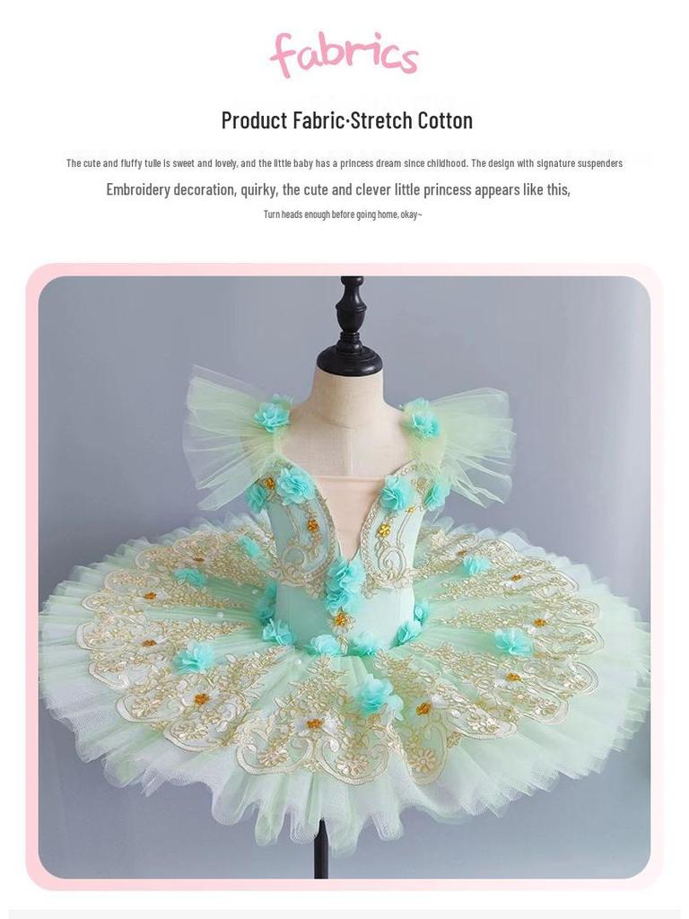 Kleines Schwan Strapless Ballettkleid: Puff-Mesh-Rock & Spitze für Kinderaufführungen
