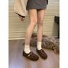 Retro loafers warm velvet single shoes flat beanie shoes Mary Jane women's shoes