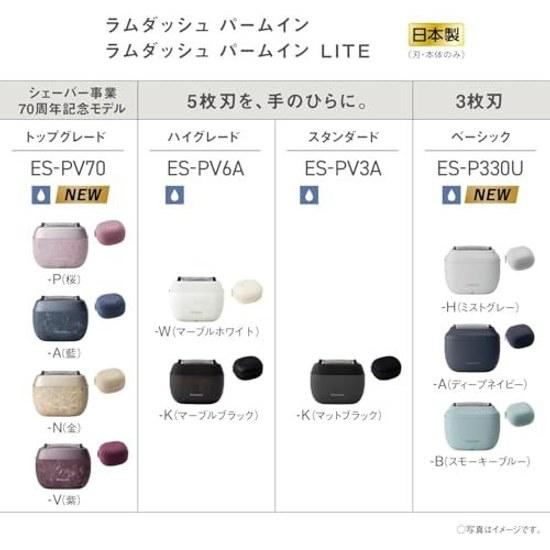 Panasonic Lambda Dash Palm-In Shaver Mens 70th Anniversary Edition Stone Pattern Type 5-Blade Blue ES-PV70-A