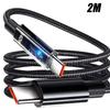 240W Dual TypeC Super Fast Charging Cable LED Digital Display for Samsung Xiaomi USB To TypeC Phone Charger Data Cord 2M/1.5M