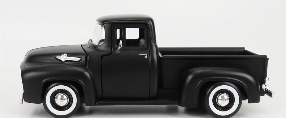 MotorMax 1/24 Scale American Car Diecast Model Car Ford F-100 Pumpkin Pickup Truck 1955 (Matte Black) [Parallel Import]