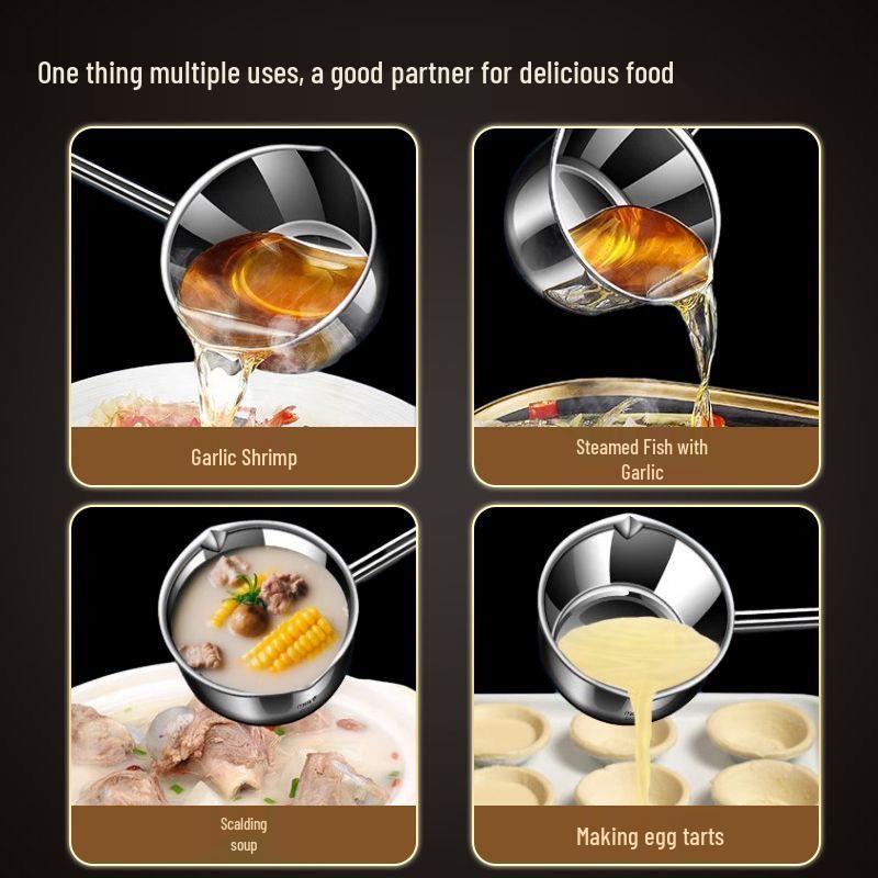 316 Stainless Steel Long Handle Splatter Spoon for Oil Drizzling