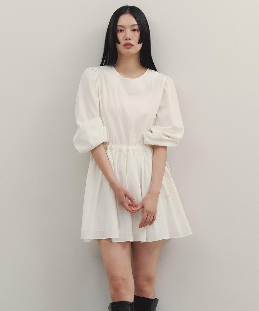 G And Gb Cotton Shirred Dress_White