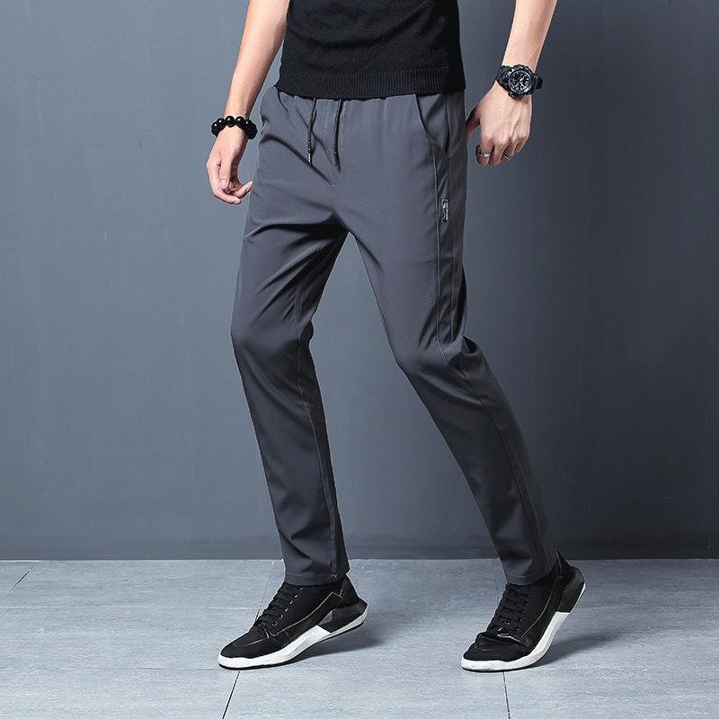 Korean Style Mens Slim Fit Black Joggers - Spring/Autumn Trend