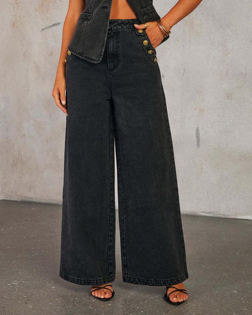 2026 Trendy Sleeveless Denim Jumpsuit Set: European & American Style Wide-Leg Two-Piece for Women