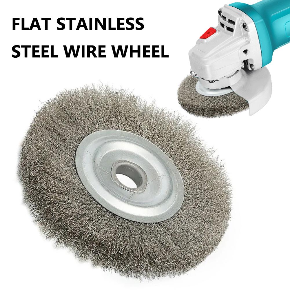 Wire Wheel Brush 5inch Crimped Stainless Steel Wheel Brush Bench Grinder Abrasive Tool 16mm Hole Drill Brush Polishing Tools