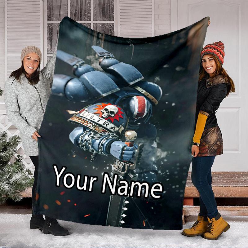 Custom Name Warhammer 40K Theme Printed Blanket - Perfect for Couch, Bed, Travel & Outdoor Use | Machine Washable, Cozy & Durable.