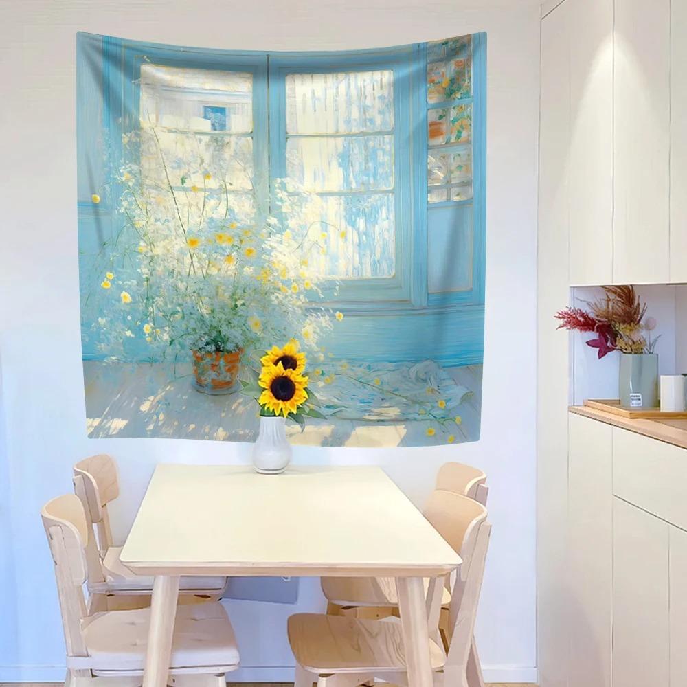 

Свежий узор занавески в горшке, модный домашний гобелен для украшения гостиной, спальни, гобелен 100x75cm