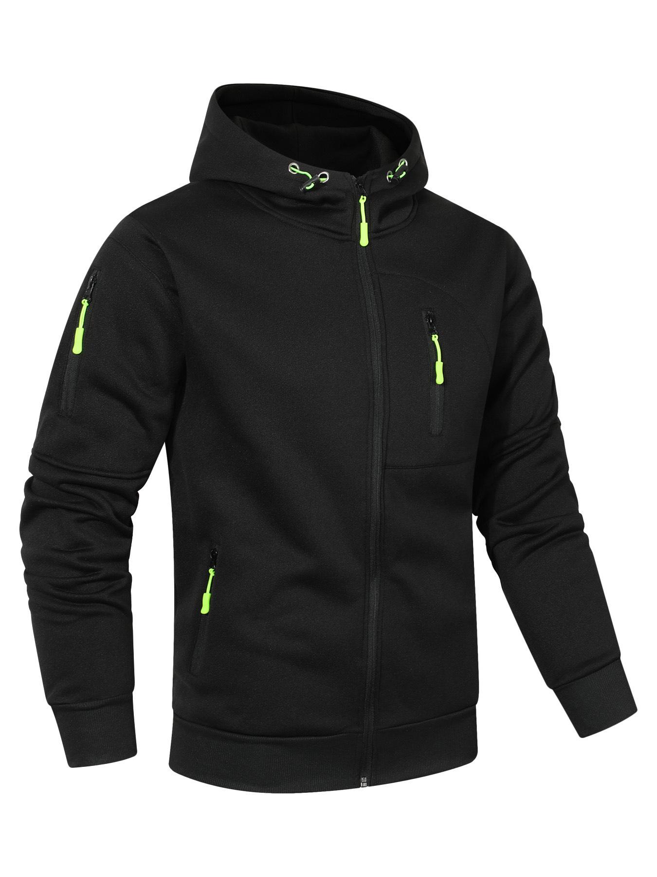 Men s Plus Velvet Sporty Hoodie - Autumn/Winter Long Sleeve Pullover Jacket Extra Extra Extra Large чёрный