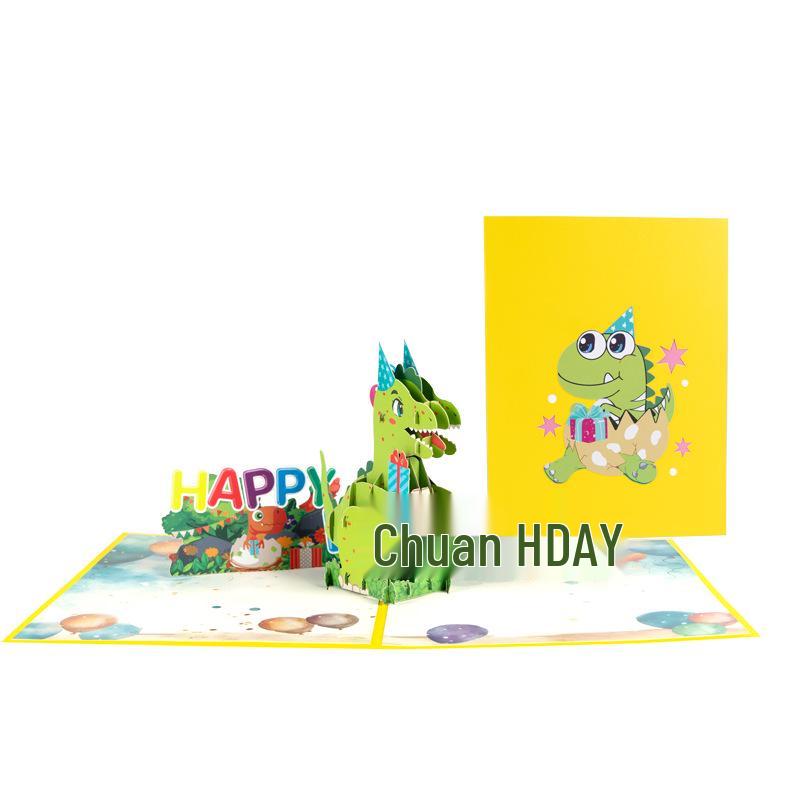 3D Pop-up Dinosaur Birthday Card for Kids