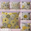 Yellow And Gray Daisy Flowers Cushion Cover Durable Hypoallergenic Organic Linen Short Pillow Cover Washable