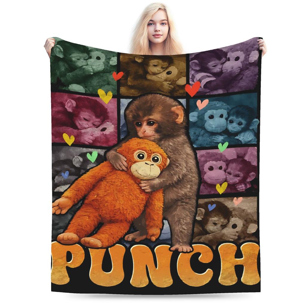 Sad Monkey Punch Blanket Soft Comfy Throw Blanket Winter Adults Girls Outdoor Camping Bedspread