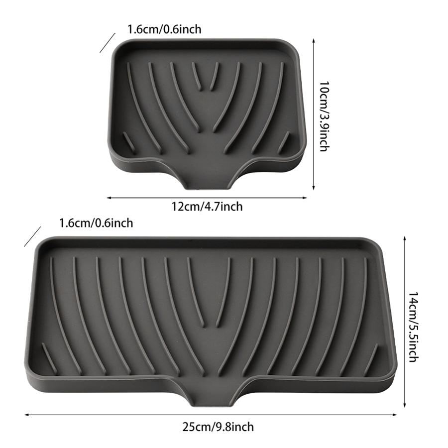 Silicone Kitchen Mat Sink Drain Mat Kitchen Cutlery Tray Diversion Type Non-punched Soap Box Bathroom Storage