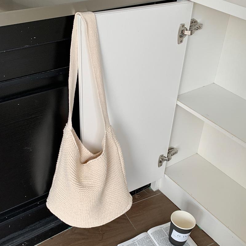 

Повседневная ленивая шерстяная вязаная сумка тканая сумка шерстяное вязание абрикосовый