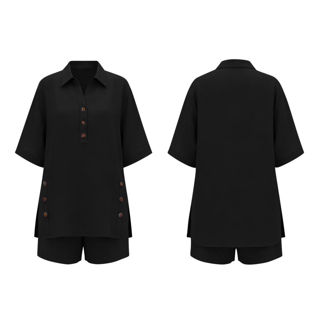 Women's Linen Two-Piece Set: Short-Sleeve Shirt & Loose Pants (2026)