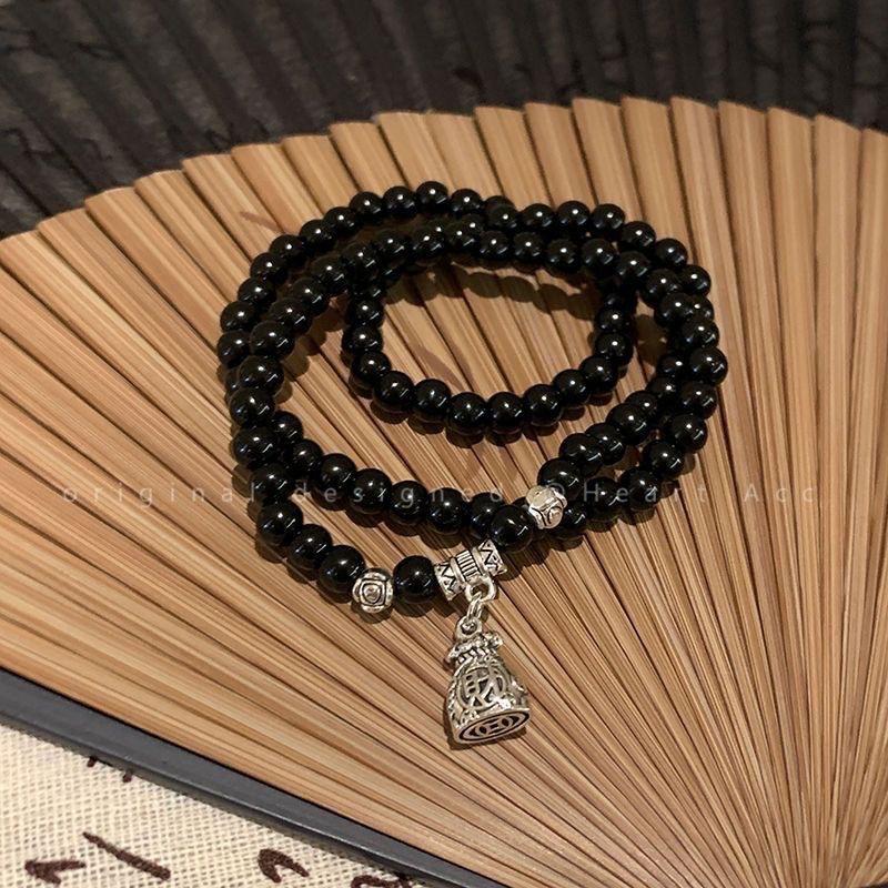 Double-layer 6-piece set Chinese Ping An Guofeng double-circle auspicious cloud lock niche bracelet beaded couple new bracelet jewelry