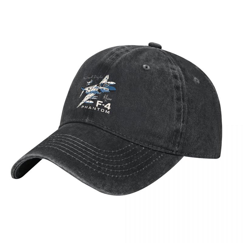 

F Phantom Aircraft Embroidered Washed Canvas Baseball Cap Vintage Military Jet Design Distressed Denim Style Hat
