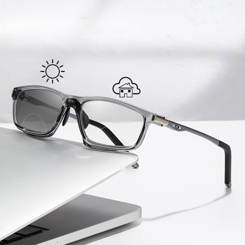Anti-blue Light Photochromic Bifocal Reading Glasses for Men Women Multifunctional Aluminum Magnesium Sports Eyewear 1