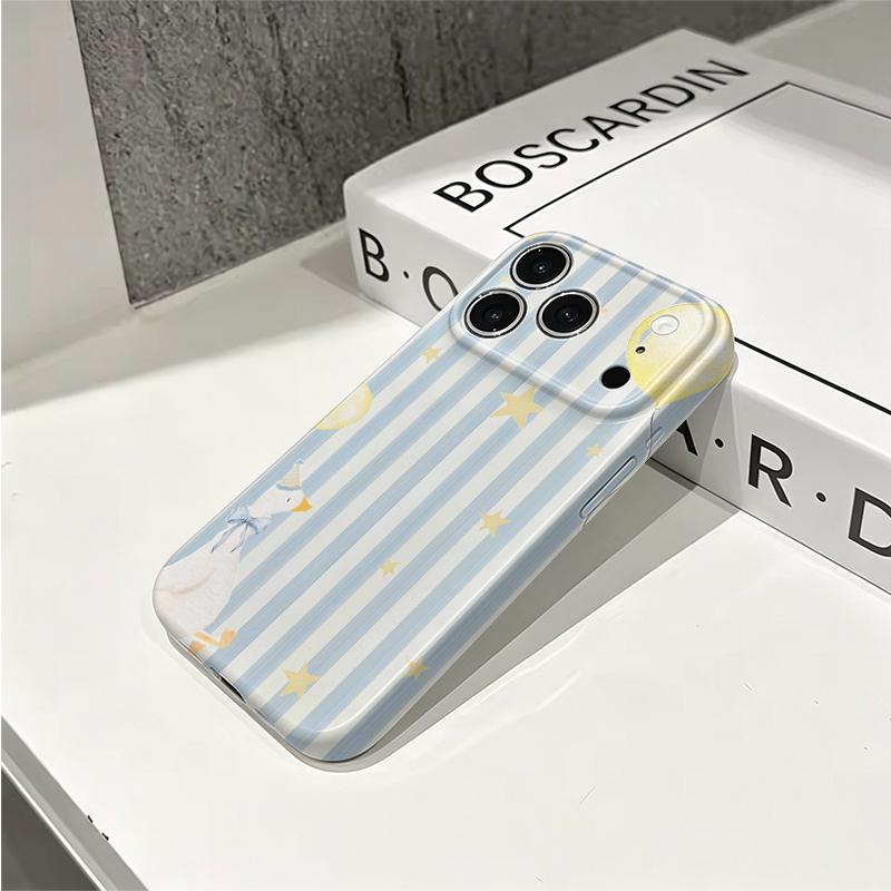 Cheerful Party Goose Balloon Striped Cute Art Protective Shockproof Film Aesthetic Bumper Phone Case Cover For iPhone 14 15 16 Pro Max Plus